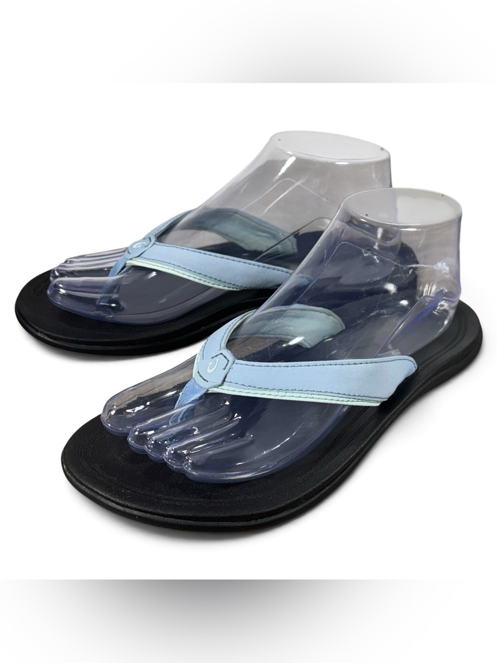 OluKai Punua Sandals Women’s Size 7 Blue Black Flip Flop Comfort Cushioned